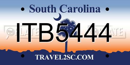 ITB5444 South Carolina License Plate