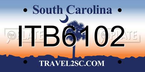 ITB6102 South Carolina License Plate