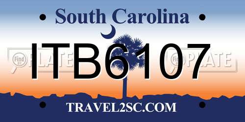 ITB6107 South Carolina License Plate