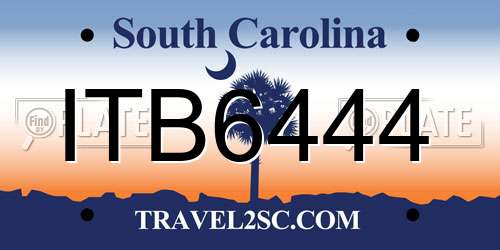 ITB6444 South Carolina License Plate