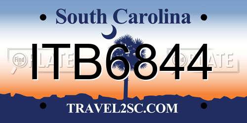 ITB6844 South Carolina License Plate