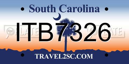 ITB7326 South Carolina License Plate