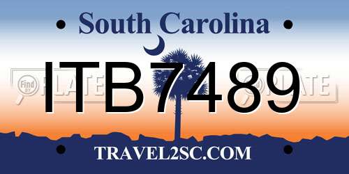 ITB7489 South Carolina License Plate