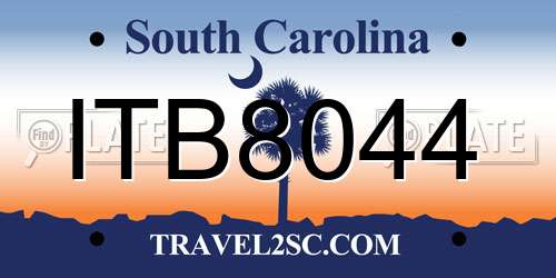 ITB8044 South Carolina License Plate