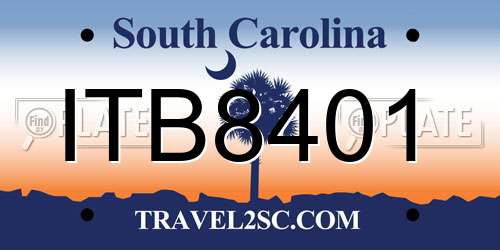 ITB8401 South Carolina License Plate