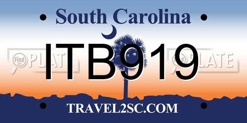 ITB919 South Carolina License Plate