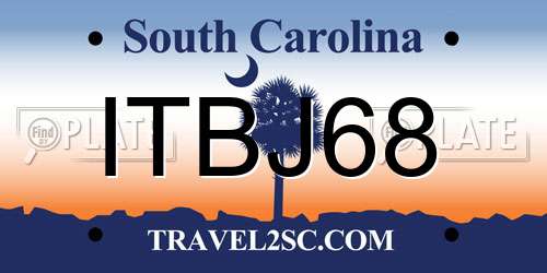 ITBJ68 South Carolina License Plate