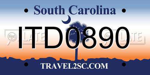 ITD0890 South Carolina License Plate