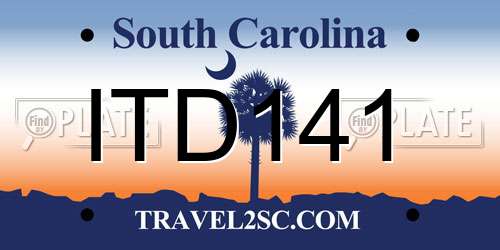 ITD141 South Carolina License Plate