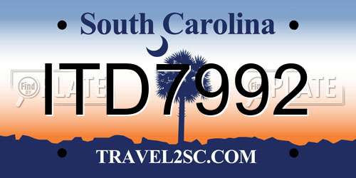 ITD7992 South Carolina License Plate