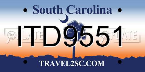 ITD9551 South Carolina License Plate