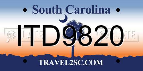 ITD9820 South Carolina License Plate