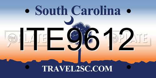 ITE9612 South Carolina License Plate