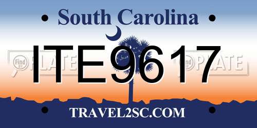 ITE9617 South Carolina License Plate