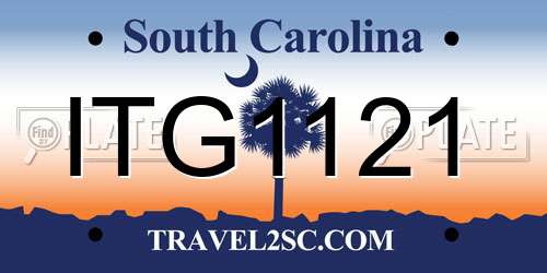 ITG1121 South Carolina License Plate