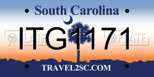 ITG1171 South Carolina License Plate