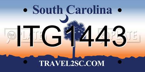 ITG1443 South Carolina License Plate