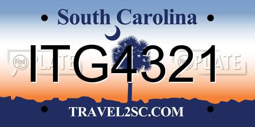 ITG4321 South Carolina License Plate