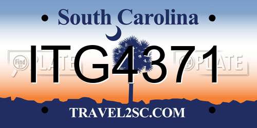 ITG4371 South Carolina License Plate