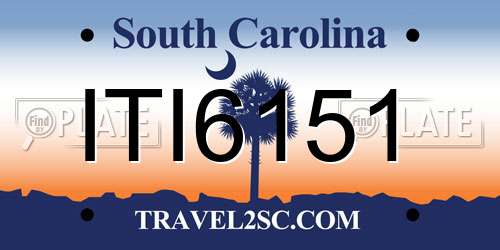 ITI6151 South Carolina License Plate