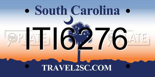 ITI6276 South Carolina License Plate