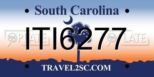 ITI6277 South Carolina License Plate