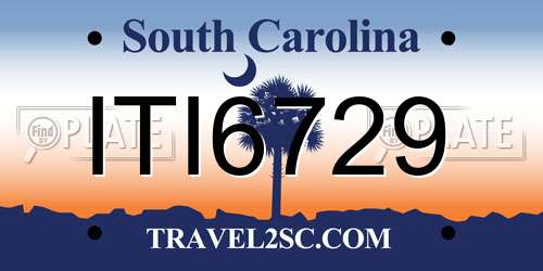 ITI6729 South Carolina License Plate