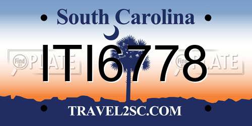 ITI6778 South Carolina License Plate