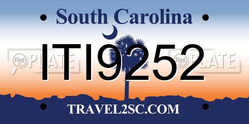 ITI9252 South Carolina License Plate