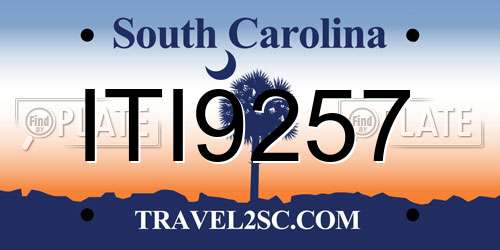 ITI9257 South Carolina License Plate