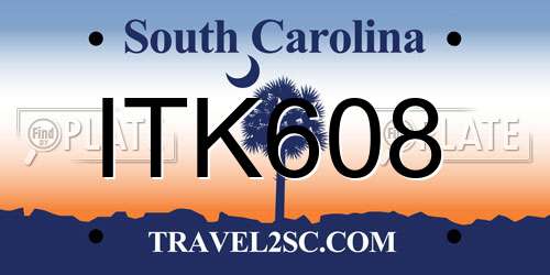 ITK608 South Carolina License Plate