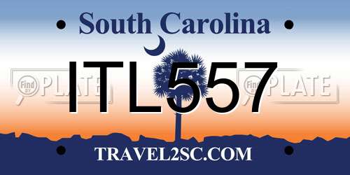 ITL557 South Carolina License Plate