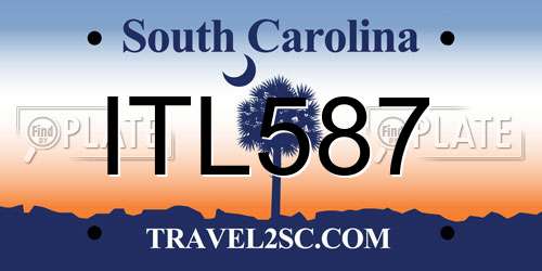 ITL587 South Carolina License Plate