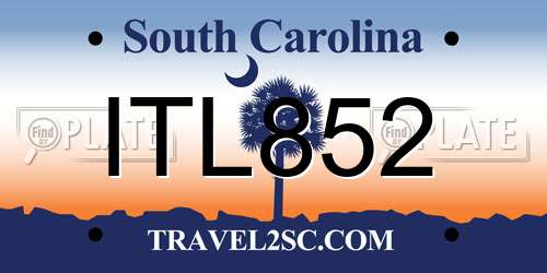 ITL852 South Carolina License Plate