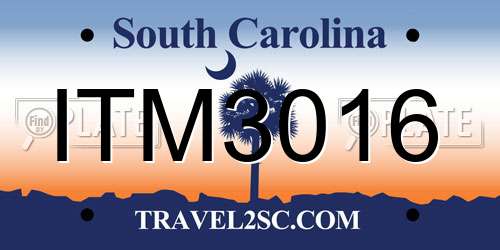 ITM3016 South Carolina License Plate