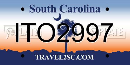 ITO2997 South Carolina License Plate