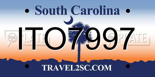 ITO7997 South Carolina License Plate