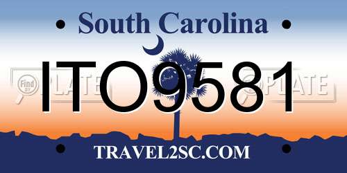 ITO9581 South Carolina License Plate