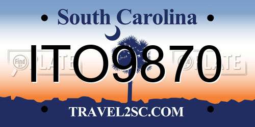 ITO9870 South Carolina License Plate