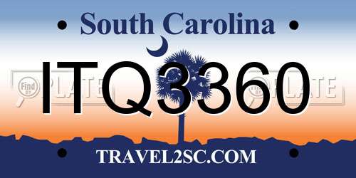 ITQ3360 South Carolina License Plate