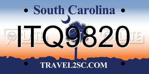 ITQ9820 South Carolina License Plate