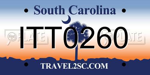 ITT0260 South Carolina License Plate