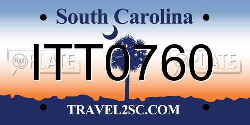 ITT0760 South Carolina License Plate