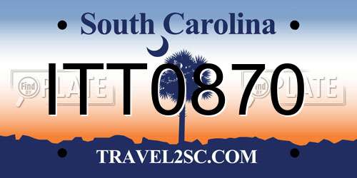 ITT0870 South Carolina License Plate