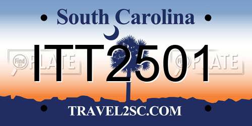 ITT2501 South Carolina License Plate