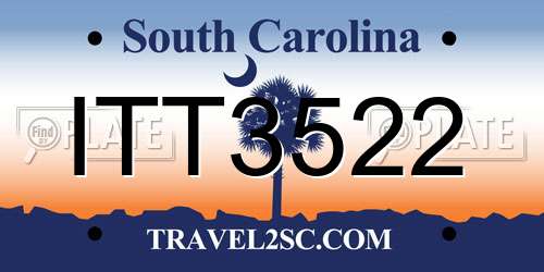 ITT3522 South Carolina License Plate