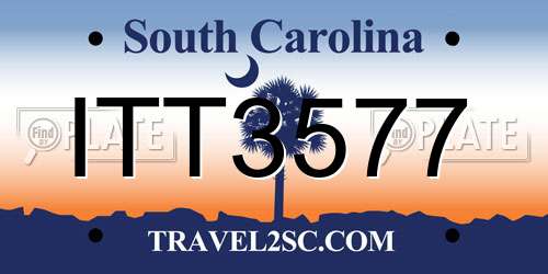 ITT3577 South Carolina License Plate