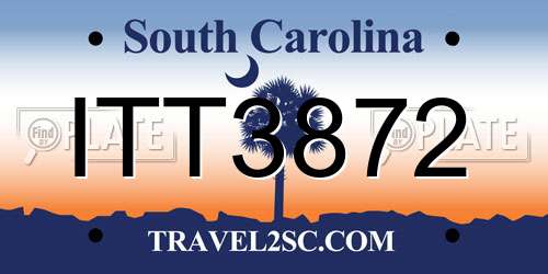 ITT3872 South Carolina License Plate