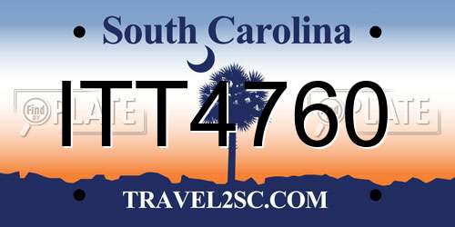 ITT4760 South Carolina License Plate