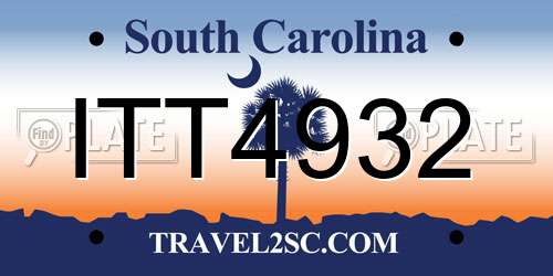ITT4932 South Carolina License Plate